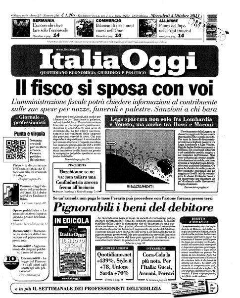 Italia oggi : quotidiano di economia finanza e politica